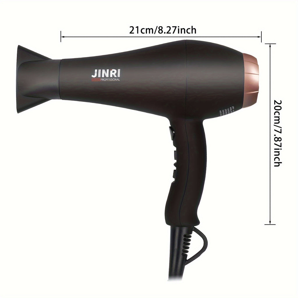1875W JINRI Pro Salon Hair Dryer - Fast Drying, Low Noise, Negative Ionic Technology with 2 Speeds, 3 Heat Settings, and Multiple Attachments - Perfect Mothers Day Gift