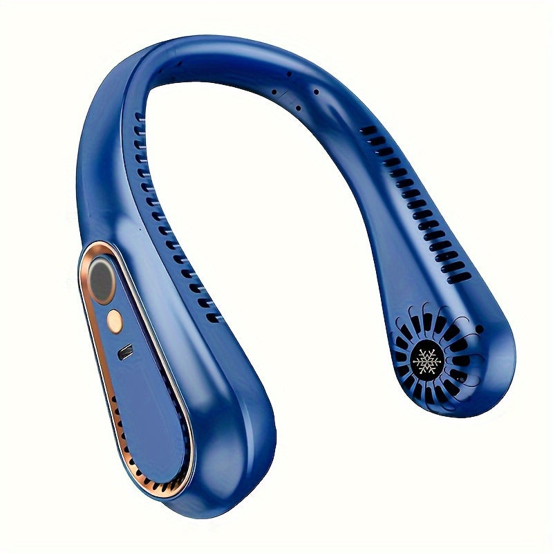 1pc, Bladeless Hanging Neck Fan, Portable USB Rechargeable Cooler Fan With 5 Wind Speeds And Digital Display, Super Technology & Bladeless Design For Outdoor Sports Use