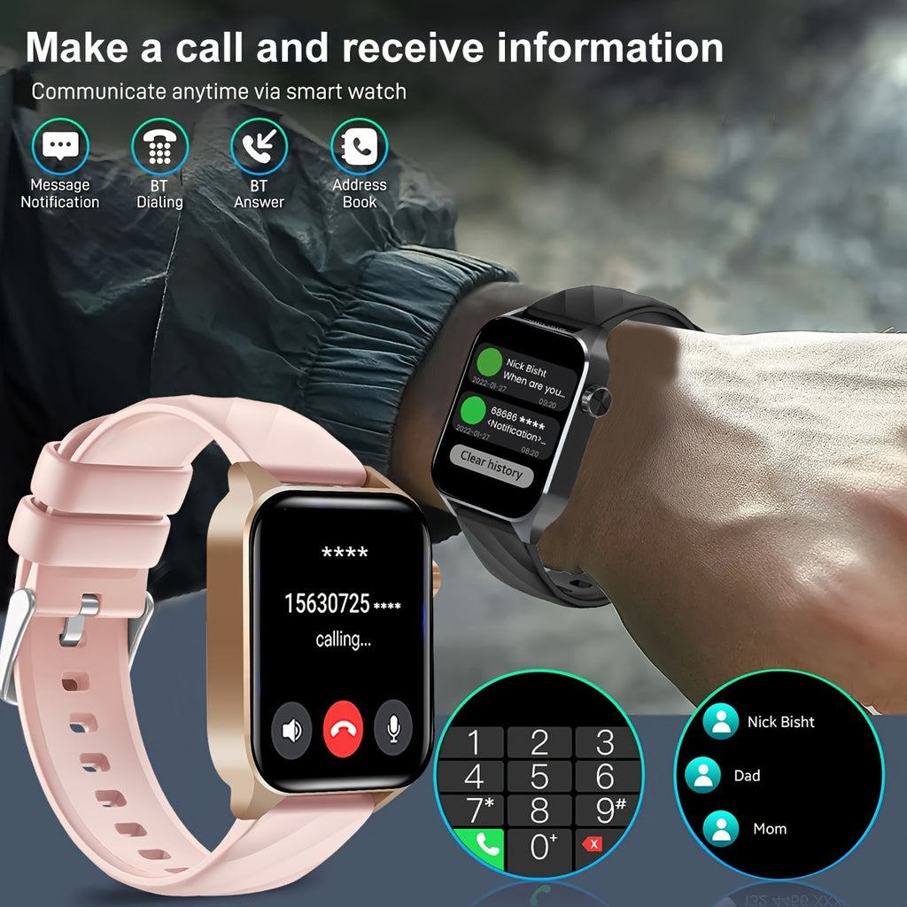 1.85-Inch Ultra-Slim Smartwatch for Android and iPhone - Fitness Tracker with 100+ Sports Modes, Call Function, Calories, Steps, Distance Tracking - Water-Resistant Wearable Technology Smartwatch & Accessories