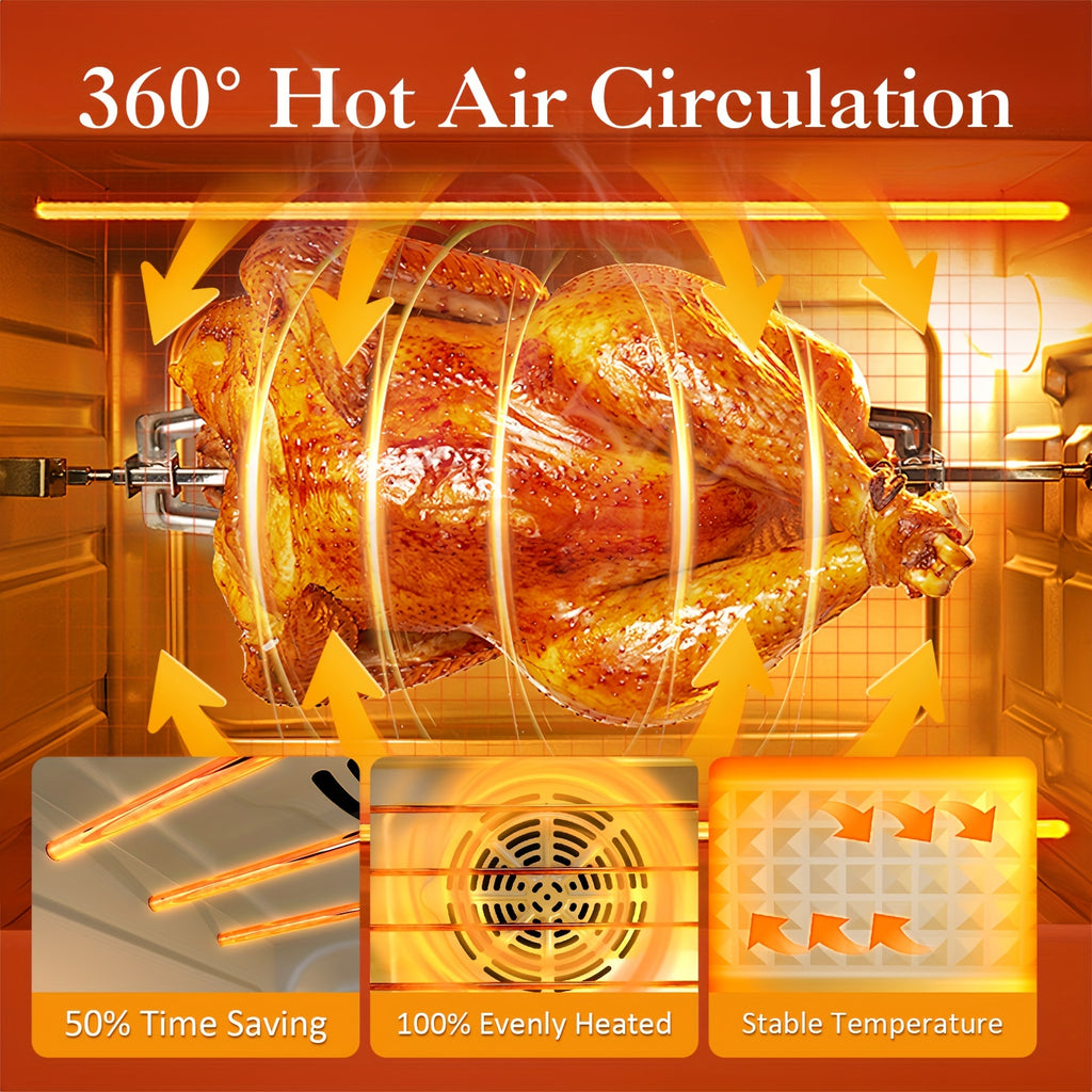 30QT Large Capacity Smart 12-in-1 Air Fryer Toaster Oven Combo - Multi-Functional Convection Oven for Baking, Roasting, Reheating, Broiling, Dehydrating, and More - Versatile Countertop Kitchen Appliance with Advanced Cooking