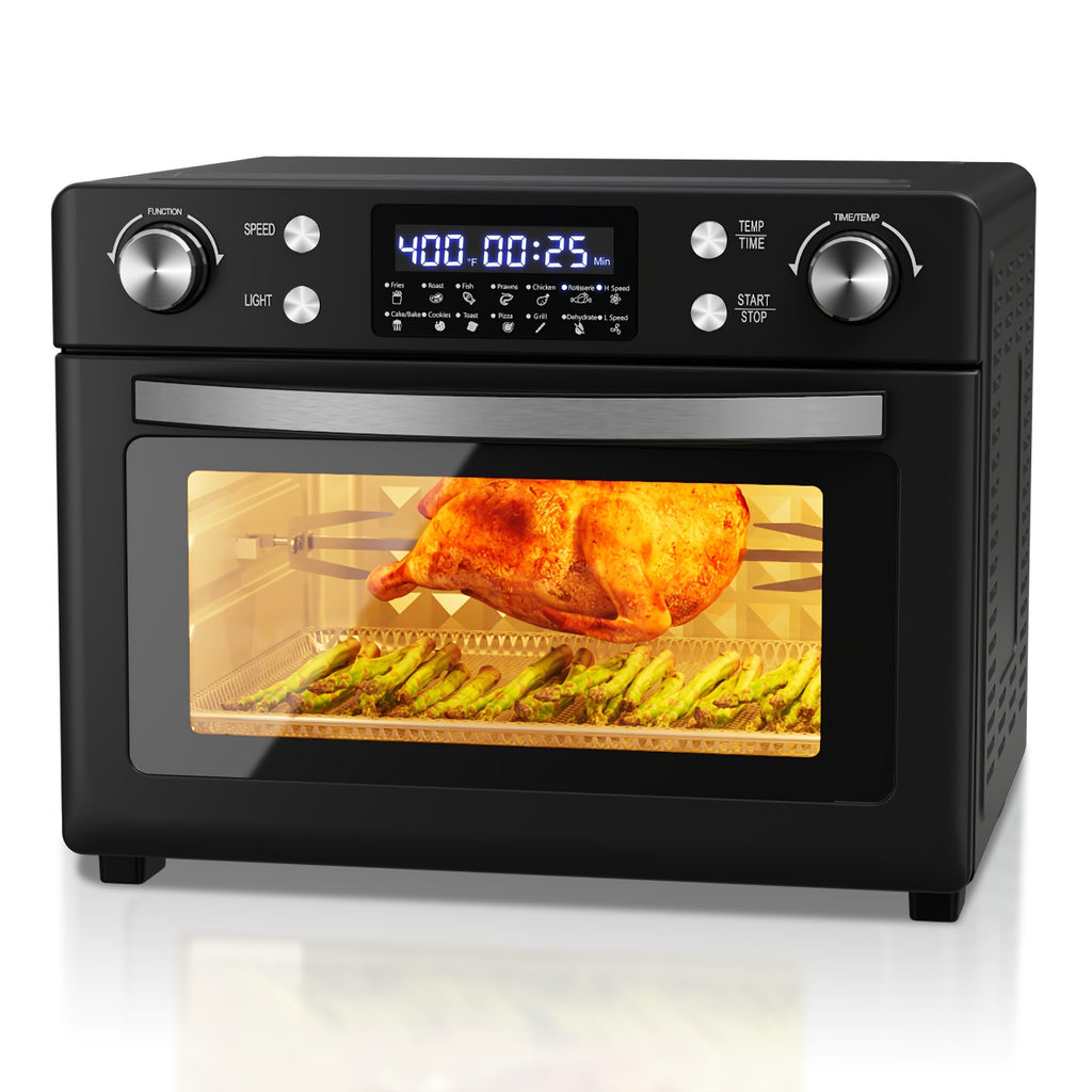 30QT Large Capacity Smart 12-in-1 Air Fryer Toaster Oven Combo - Multi-Functional Convection Oven for Baking, Roasting, Reheating, Broiling, Dehydrating, and More - Versatile Countertop Kitchen Appliance with Advanced Cooking