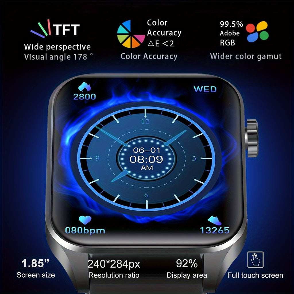 1.85-Inch Ultra-Slim Smartwatch for Android and iPhone - Fitness Tracker with 100+ Sports Modes, Call Function, Calories, Steps, Distance Tracking - Water-Resistant Wearable Technology Smartwatch & Accessories