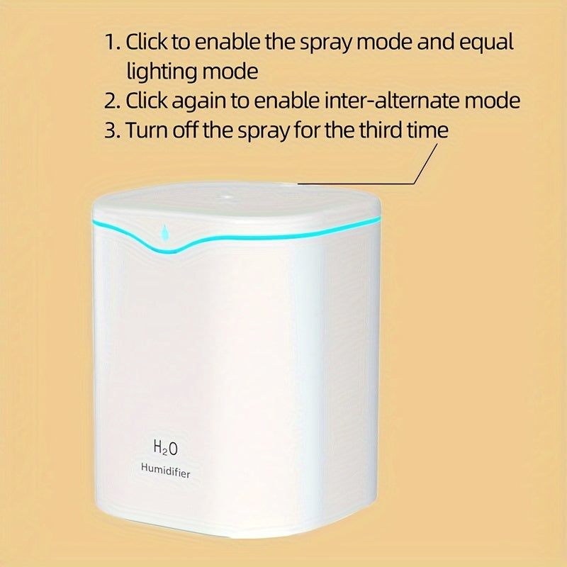 2000ml Extra Large USB Air Purification Humidifier - Advanced Cool Mist Technology, Color-Changing Night Light, Single Nozzle Design, Suitable for All Rooms, Whisper Quiet Operation, and Easy to Clean