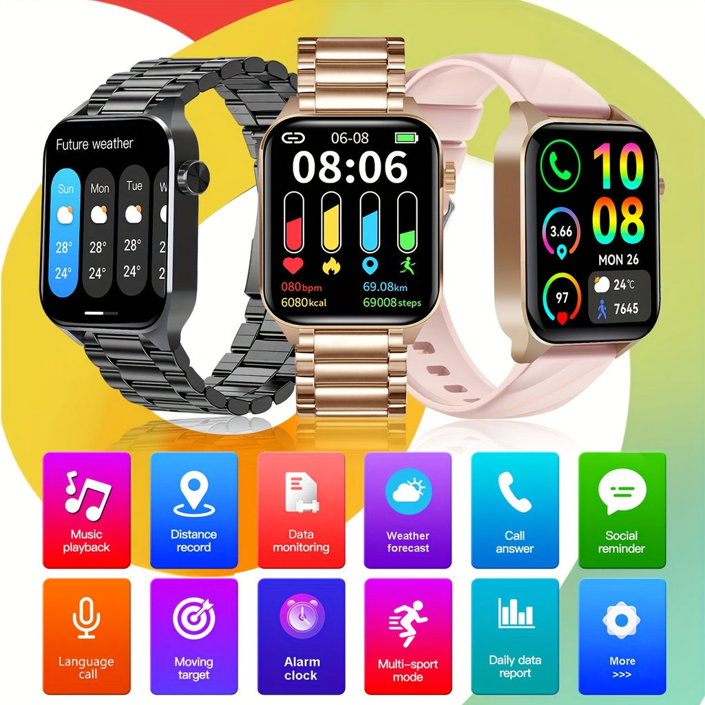 1.85-Inch Ultra-Slim Smartwatch for Android and iPhone - Fitness Tracker with 100+ Sports Modes, Call Function, Calories, Steps, Distance Tracking - Water-Resistant Wearable Technology Smartwatch & Accessories