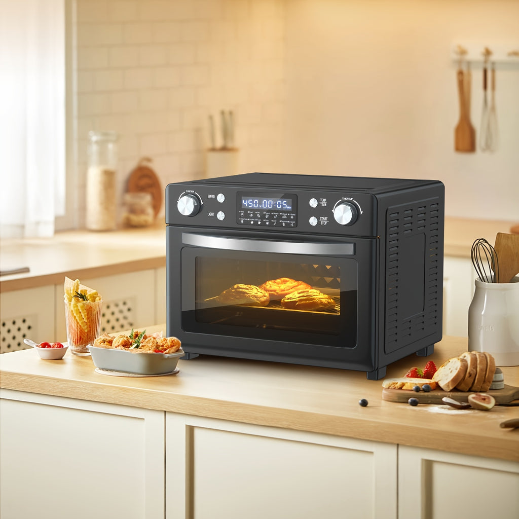 30QT Large Capacity Smart 12-in-1 Air Fryer Toaster Oven Combo - Multi-Functional Convection Oven for Baking, Roasting, Reheating, Broiling, Dehydrating, and More - Versatile Countertop Kitchen Appliance with Advanced Cooking
