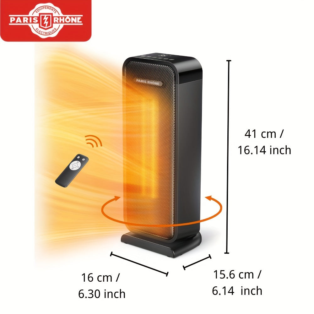 1pc, Space Heater For Indoor Use, 1500W Quick Heating With Remote, 12-Hour Timer, 70° Oscillation, Tip-Over Safety, Adjustable Thermostat For Bedroom And Office, Household Items
