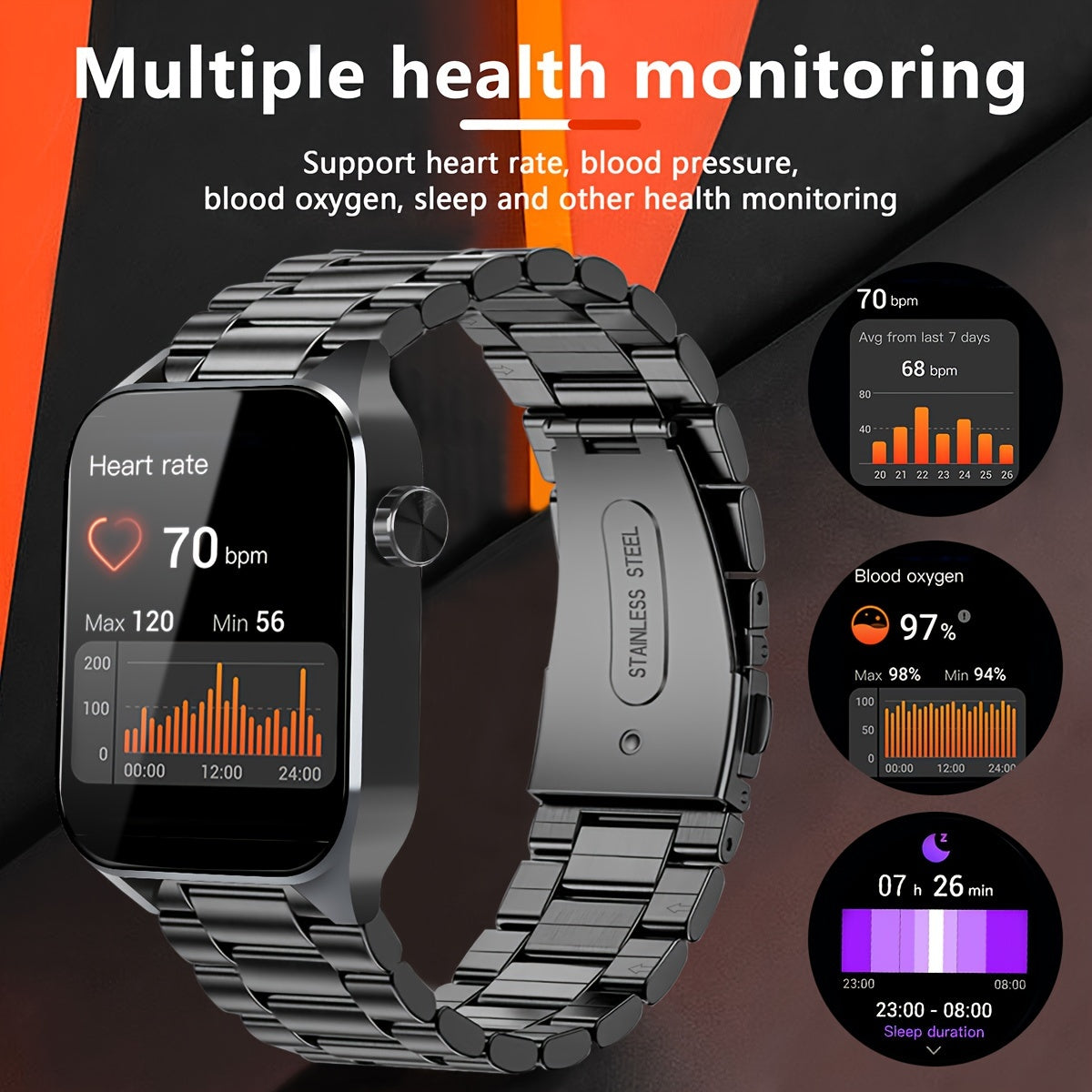 1.85-Inch Ultra-Slim Smartwatch for Android and iPhone - Fitness Tracker with 100+ Sports Modes, Call Function, Calories, Steps, Distance Tracking - Water-Resistant Wearable Technology Smartwatch & Accessories