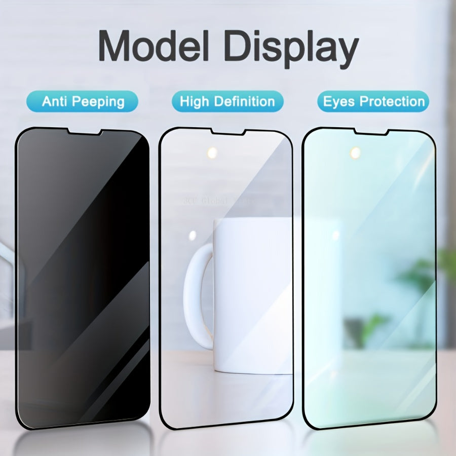 1pcs 9D Tempered Glass Privacy Screen Protector for iPhone Series, Anti-Peep Technology, Glossy Full Cover Screen Guard - Compatible with iPhone 7/8 Plus/X/XR/XS Max/11/12/14/15/16 Pro Max
