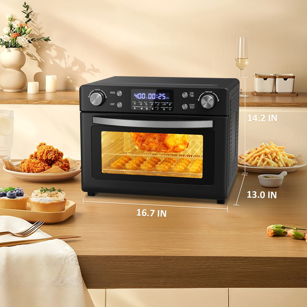 30QT Large Capacity Smart 12-in-1 Air Fryer Toaster Oven Combo - Multi-Functional Convection Oven for Baking, Roasting, Reheating, Broiling, Dehydrating, and More - Versatile Countertop Kitchen Appliance with Advanced Cooking