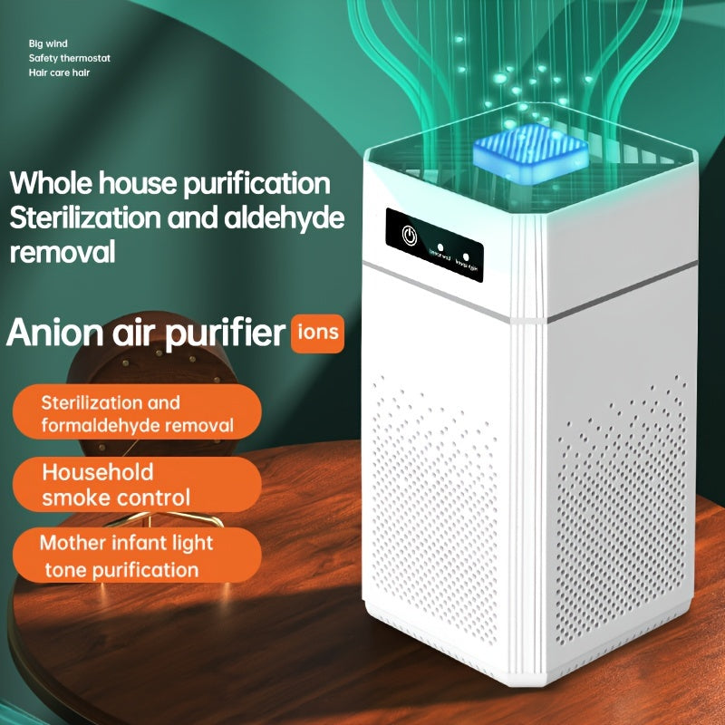 1pc Advanced HEPA Air Purifier - Effective Smoke, Odor, and Formaldehyde Removal for Fresh Indoor Air - Compact Bedroom Air Cleaner with Negative Ion Technology